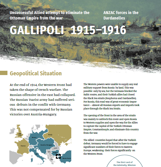 Informacje o Gallipoli 1915-1916 w formacie pdf. Otwiera się w nowej zakładce